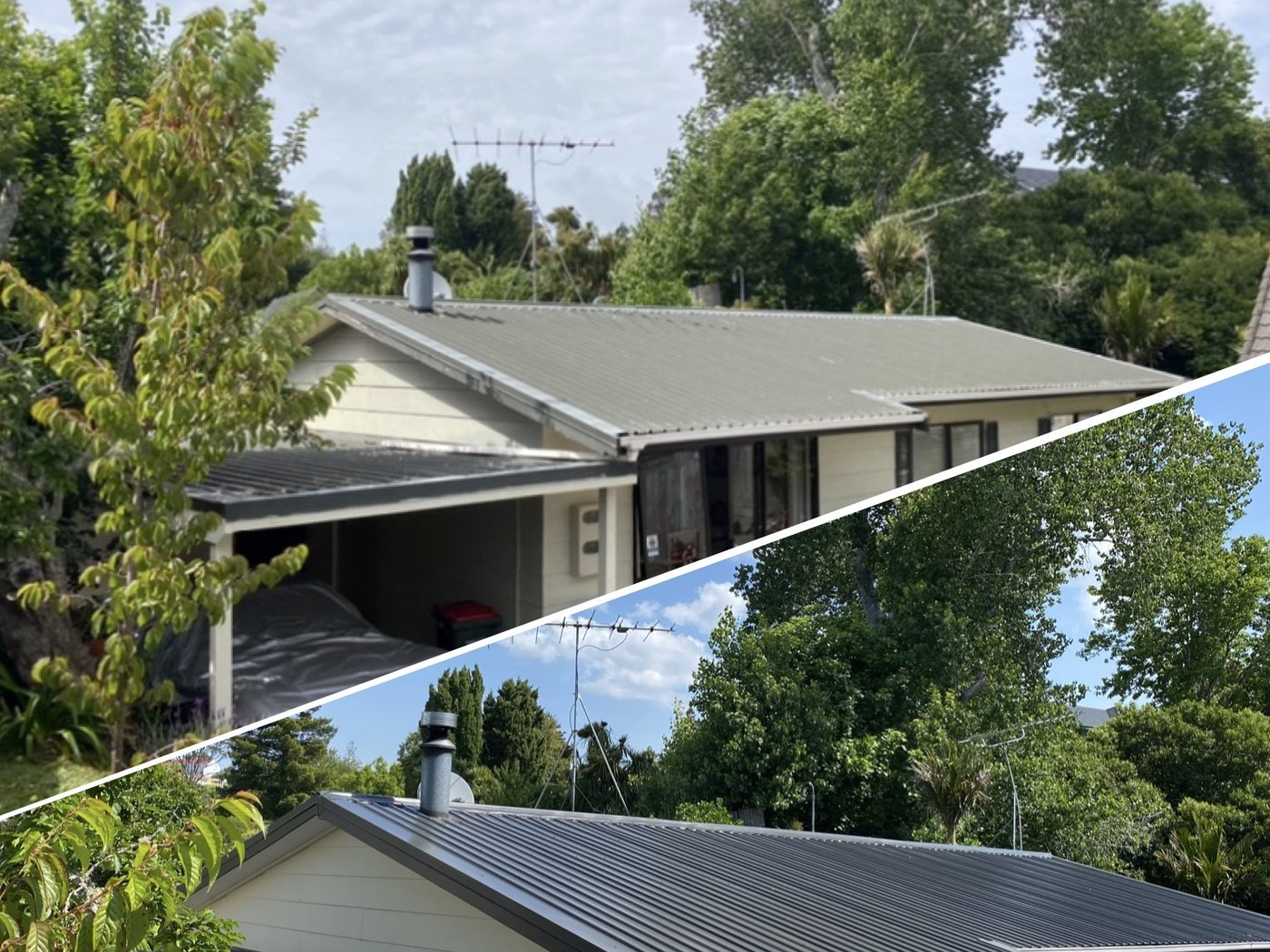 Roof painting on an Auckland home
